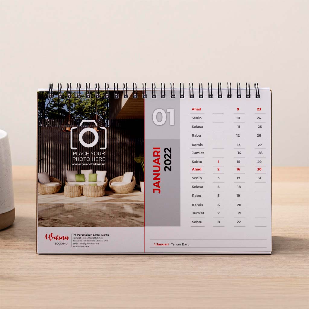 9 Template Desain Kalender Meja 2023 Lima Warna Offset Printing
